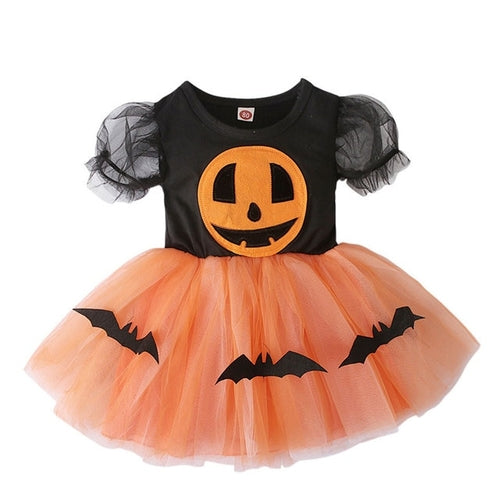 Halloween Pumpkin Dress for Girl Fansy Tutu Dresses with Shawl Baby