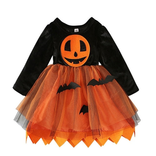 Halloween Pumpkin Dress for Girl Fansy Tutu Dresses with Shawl Baby