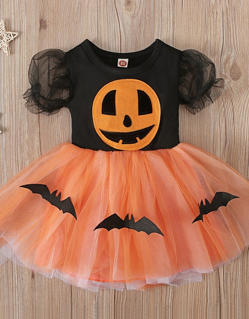 Load image into Gallery viewer, Halloween Pumpkin Dress for Girl Fansy Tutu Dresses with Shawl Baby
