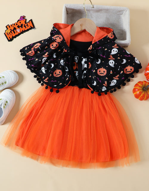 Load image into Gallery viewer, Halloween Pumpkin Dress for Girl Fansy Tutu Dresses with Shawl Baby
