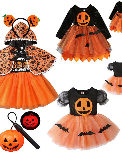 Load image into Gallery viewer, Halloween Pumpkin Dress for Girl Fansy Tutu Dresses with Shawl Baby
