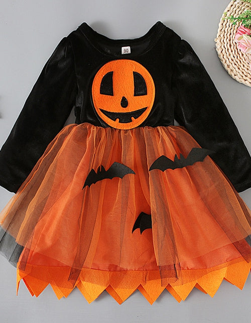 Load image into Gallery viewer, Halloween Pumpkin Dress for Girl Fansy Tutu Dresses with Shawl Baby
