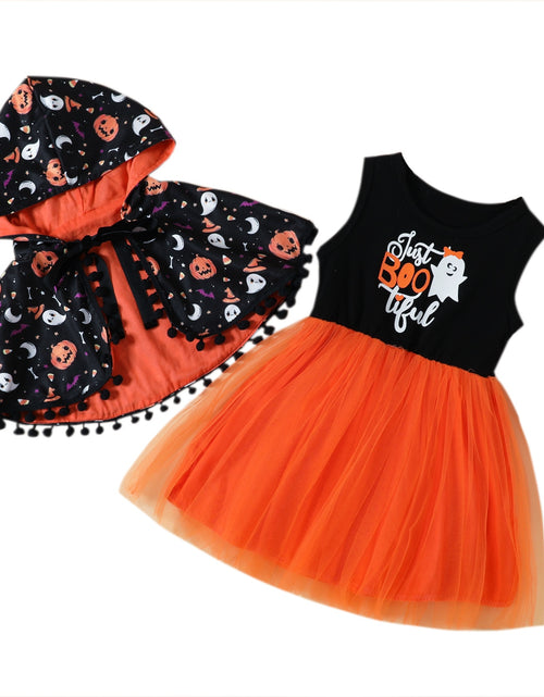 Load image into Gallery viewer, Halloween Pumpkin Dress for Girl Fansy Tutu Dresses with Shawl Baby
