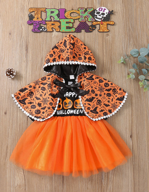 Load image into Gallery viewer, Halloween Pumpkin Dress for Girl Fansy Tutu Dresses with Shawl Baby
