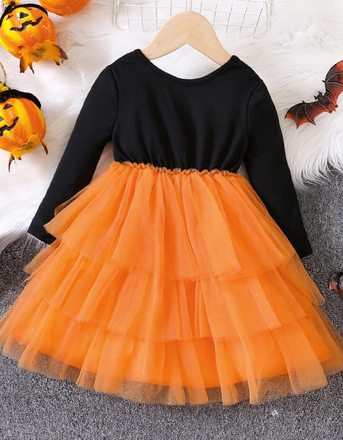 Load image into Gallery viewer, Halloween Tutu Dress for Girl Pumpkin Print Casual Dresses Long Sleeve
