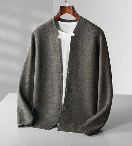 High end casual 100% cashmere cardigan men's sweater Solid color