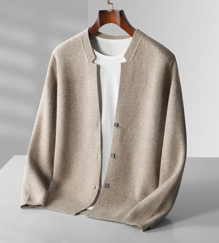 High end casual 100% cashmere cardigan men's sweater Solid color
