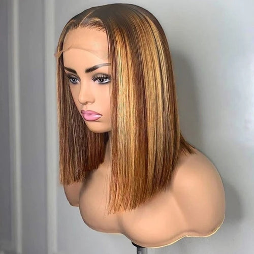 Load image into Gallery viewer, Highlight Bob Wig Colored Human Hair Wigs Brazilian Straight Lace
