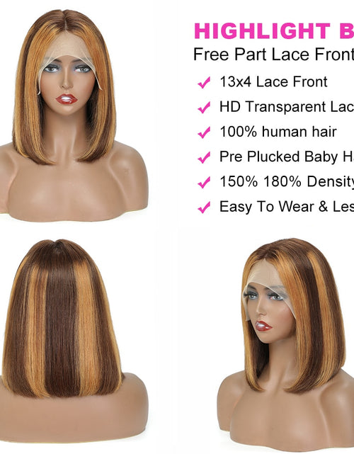 Load image into Gallery viewer, Highlight Bob Wig Colored Human Hair Wigs Brazilian Straight Lace
