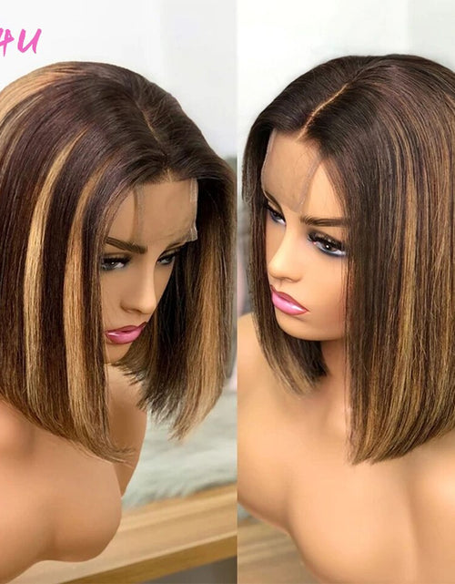 Load image into Gallery viewer, Highlight Bob Wig Colored Human Hair Wigs Brazilian Straight Lace
