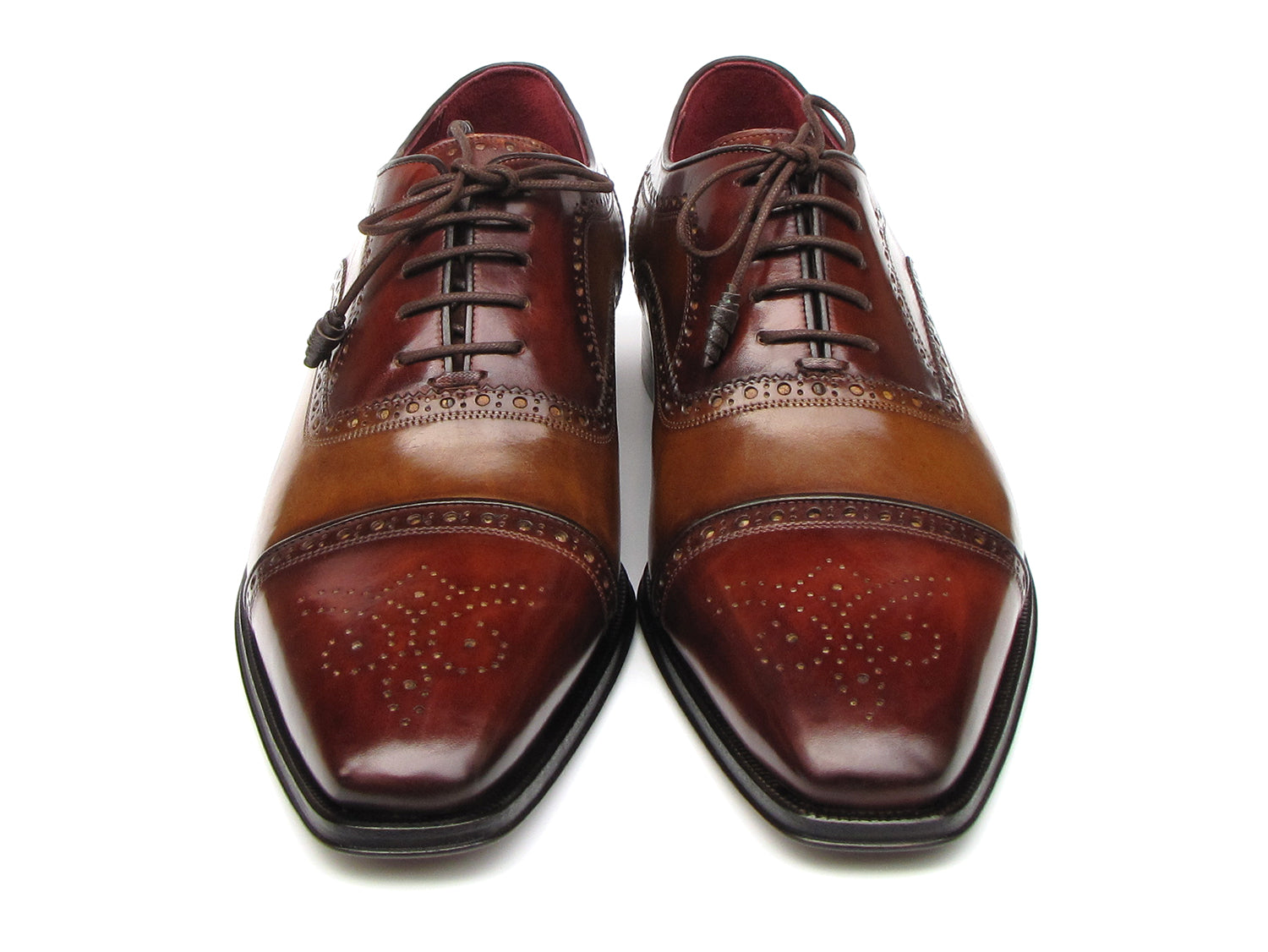 Paul Parkman Captoe Oxfords Camel, Red (ID#024-CML-BRD)