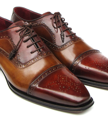 Paul Parkman Captoe Oxfords Camel, Red (ID#024-CML-BRD)