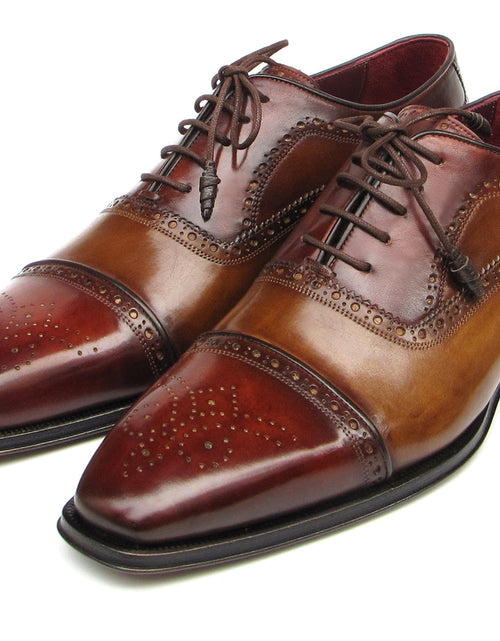 Load image into Gallery viewer, Paul Parkman Captoe Oxfords Camel, Red (ID#024-CML-BRD)
