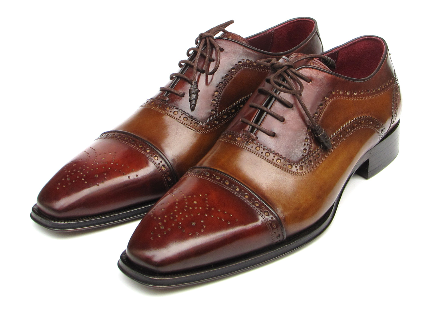 Paul Parkman Captoe Oxfords Camel, Red (ID#024-CML-BRD)