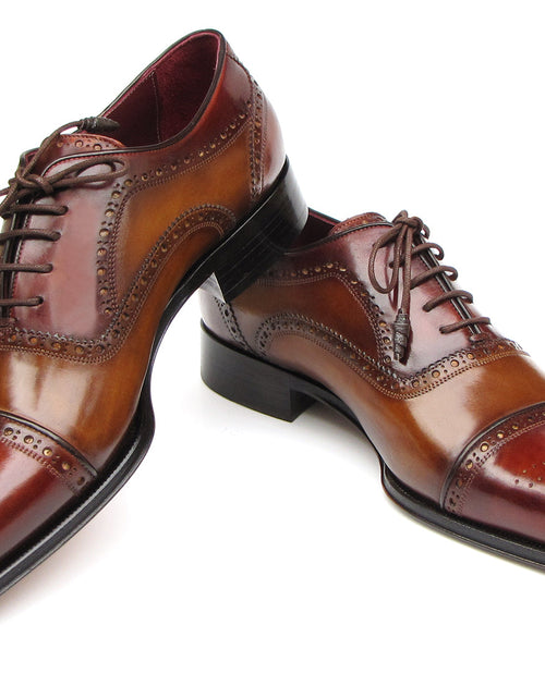 Load image into Gallery viewer, Paul Parkman Captoe Oxfords Camel, Red (ID#024-CML-BRD)
