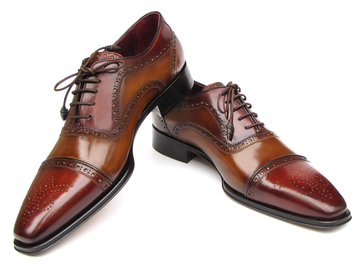 Paul Parkman Captoe Oxfords Camel, Red (ID#024-CML-BRD)