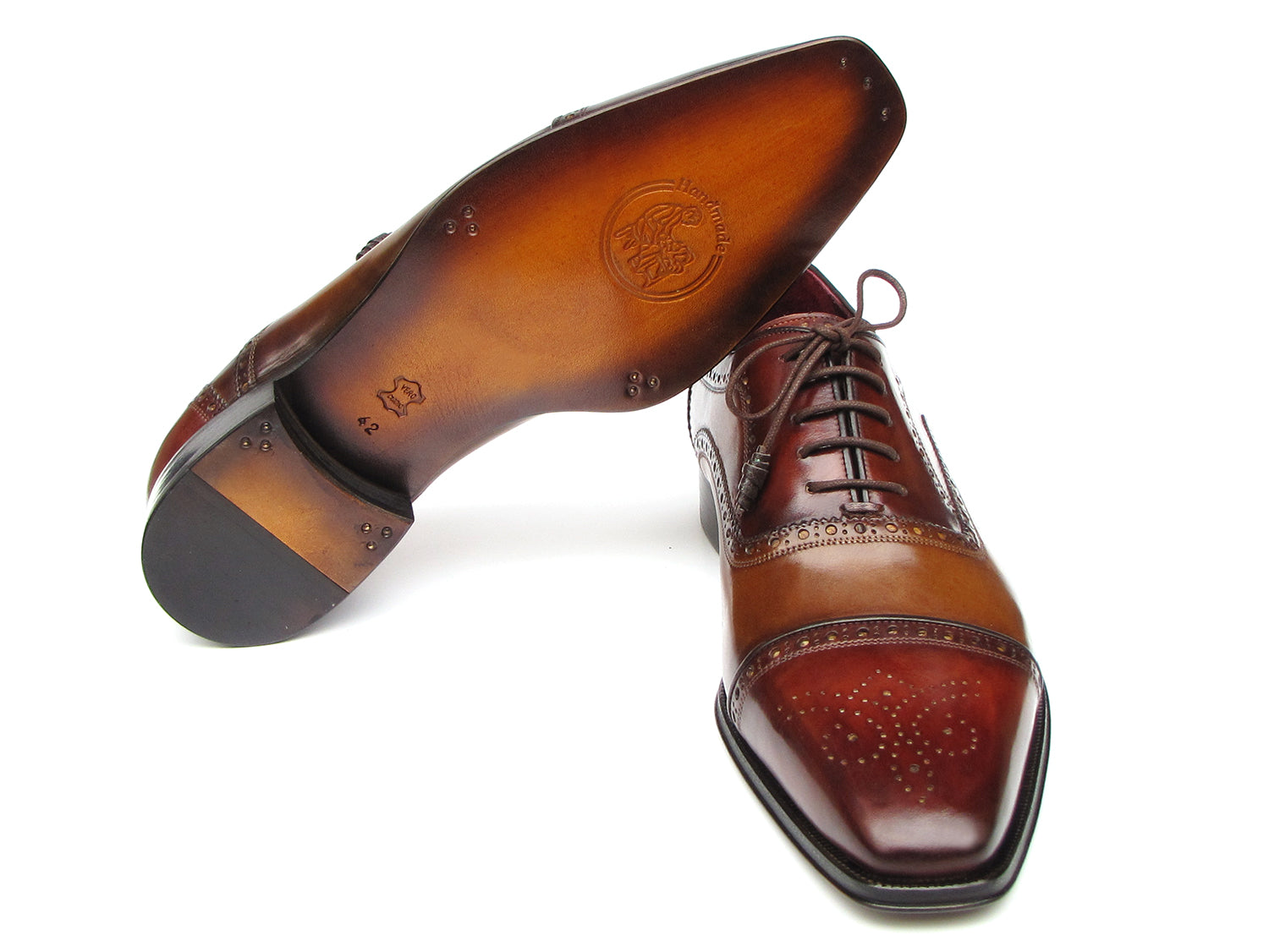 Paul Parkman Captoe Oxfords Camel, Red (ID#024-CML-BRD)