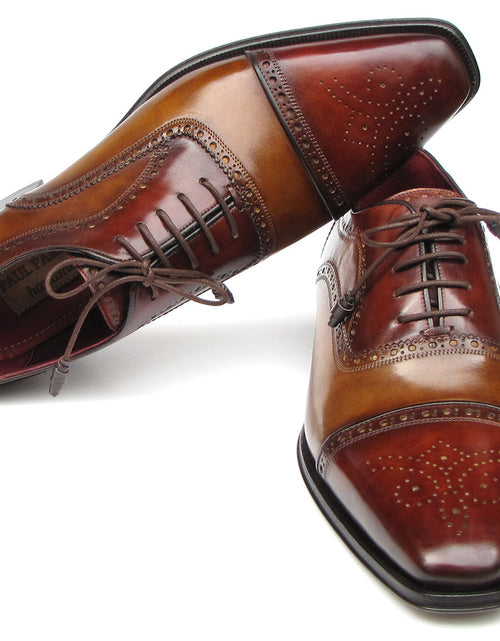 Load image into Gallery viewer, Paul Parkman Captoe Oxfords Camel, Red (ID#024-CML-BRD)
