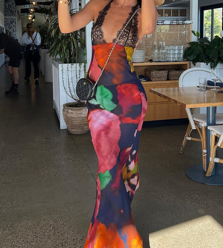 Long Summer Dress | Vestidos - Print Chiffon Dress Summer Sexy Women