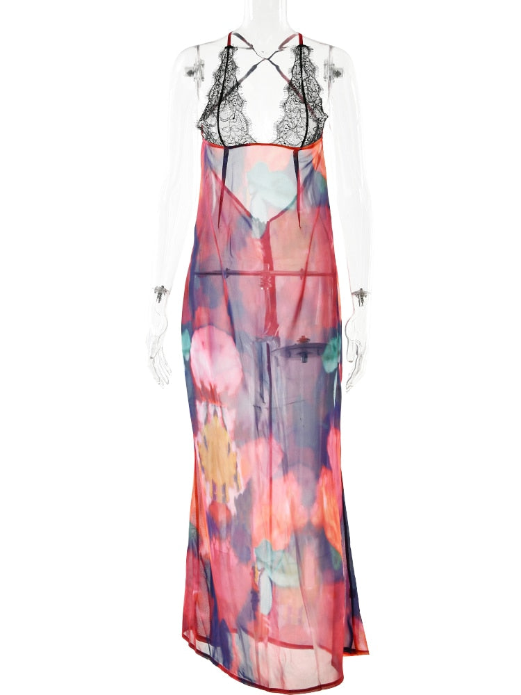 Long Summer Dress | Vestidos - Print Chiffon Dress Summer Sexy Women