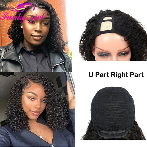 Load image into Gallery viewer, Kinky Curly U Part Human Hair Wig Brazilian Remy Hair 2x4 U part wig
