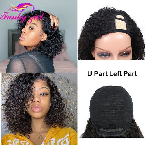 Load image into Gallery viewer, Kinky Curly U Part Human Hair Wig Brazilian Remy Hair 2x4 U part wig
