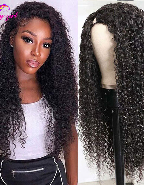 Load image into Gallery viewer, Kinky Curly U Part Human Hair Wig Brazilian Remy Hair 2x4 U part wig
