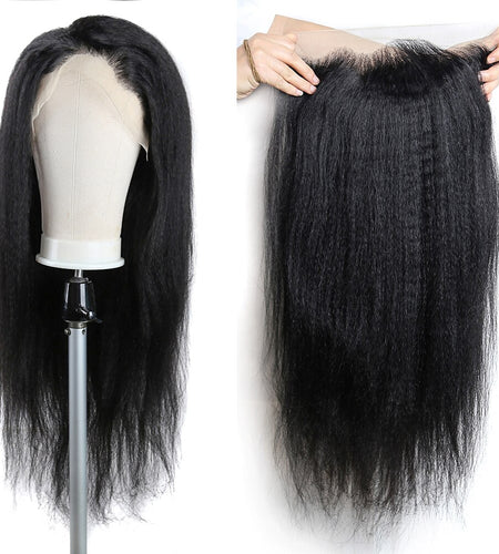 Kinky Straight Lace Front Wigs Human Hair 13x4 Yaki Straight Human
