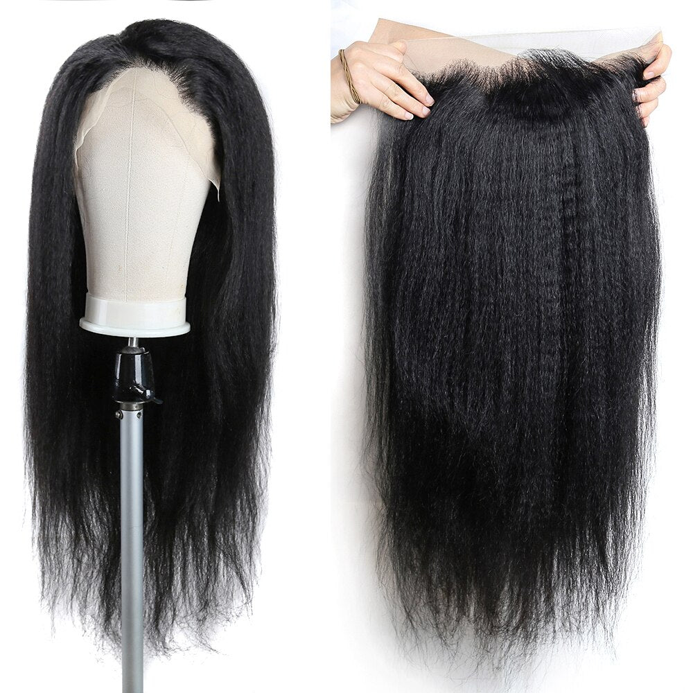 Kinky Straight Lace Front Wigs Human Hair 13x4 Yaki Straight Human