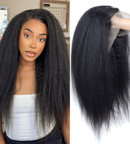 Kinky Straight Lace Front Wigs Human Hair 13x4 Yaki Straight Human