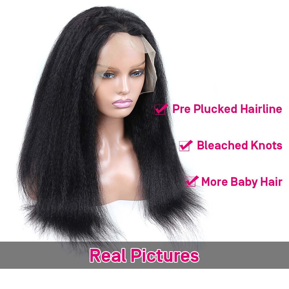 Kinky Straight Lace Front Wigs Human Hair 13x4 Yaki Straight Human