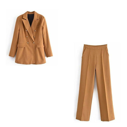 Load image into Gallery viewer, 2-Piece Set Office Wear Double Breasted Blazer Coat Vintage High Waist
