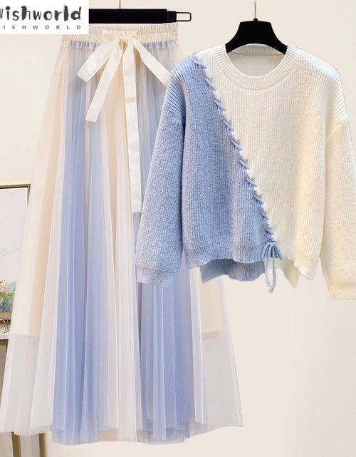 Load image into Gallery viewer, Korean Spring Sweet Contrast Color Stitching Knitted Sweater Pullover
