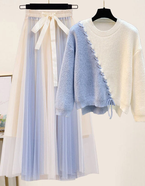 Load image into Gallery viewer, Korean Spring Sweet Contrast Color Stitching Knitted Sweater Pullover
