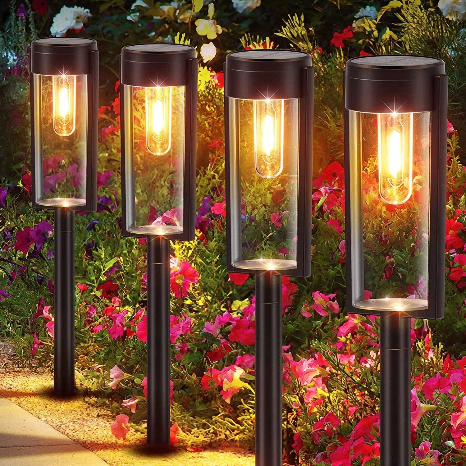 LED Solar Outdoor Pathway Lights Tungsten Filament Bulb Solar Path