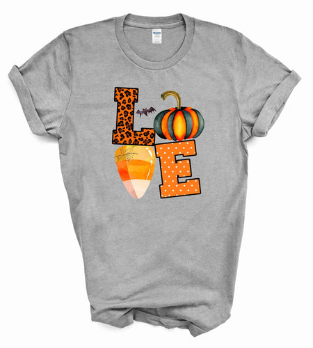 LOVE Halloween Graphic Tee - Grey