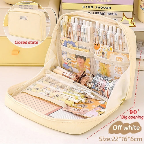 Load image into Gallery viewer, Large Capacity Pencil Cases Kawaii Pen Box Ladies Cosmetic Bag Back To
