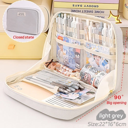 Load image into Gallery viewer, Large Capacity Pencil Cases Kawaii Pen Box Ladies Cosmetic Bag Back To
