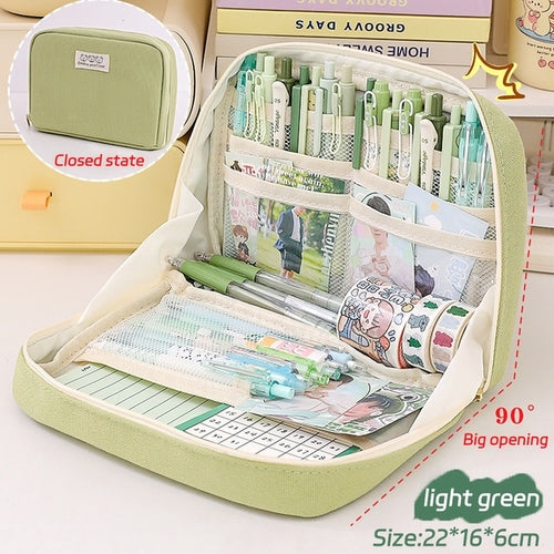 Load image into Gallery viewer, Large Capacity Pencil Cases Kawaii Pen Box Ladies Cosmetic Bag Back To
