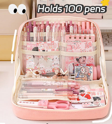 Large Capacity Pencil Cases Kawaii Pen Box Ladies Cosmetic Bag Back To