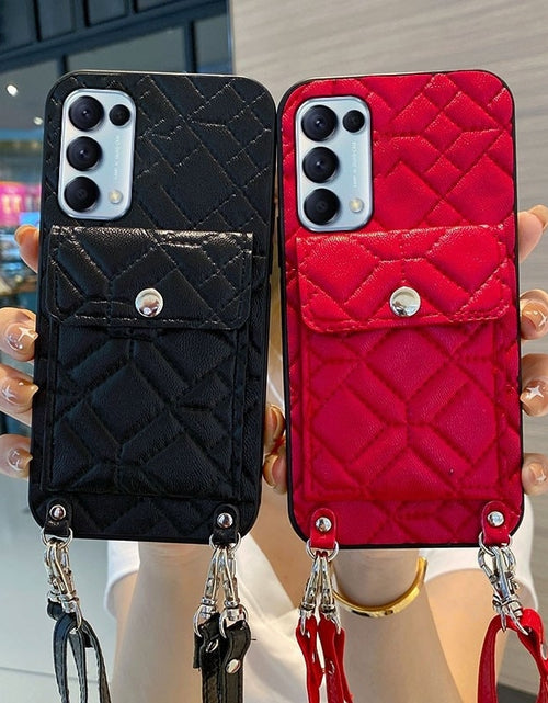 Load image into Gallery viewer, Lattice Wallet Shoulder Strap Case For Samsung Galaxy S22 S20 S21 FE
