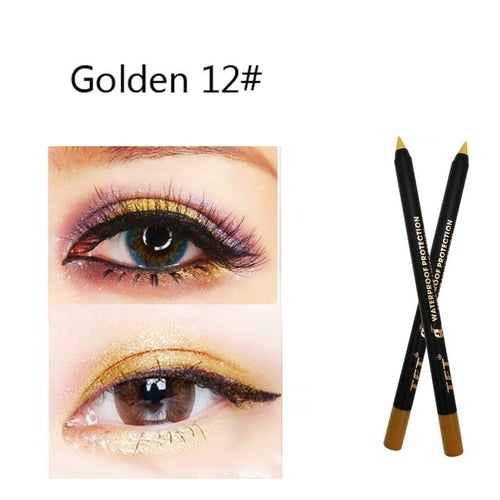 Long Lasting Eyeliner Pencil Colourful Pigment Waterproof Blue Black