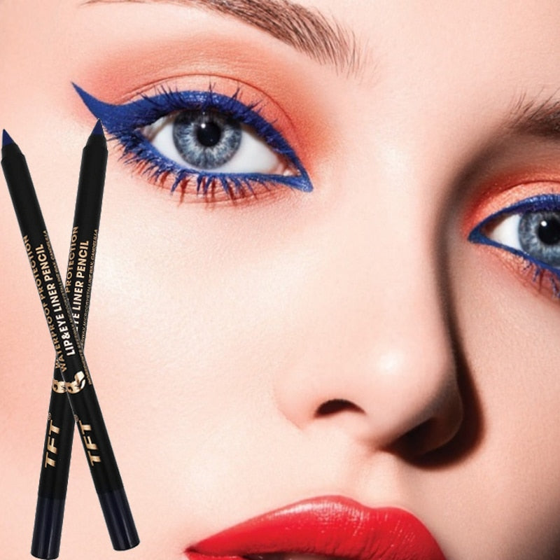 Long Lasting Eyeliner Pencil Colourful Pigment Waterproof Blue Black