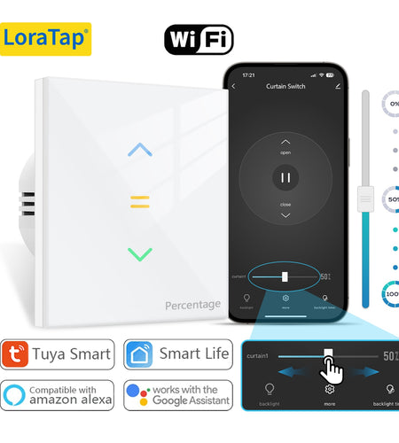 LoraTap Roller Shutter Switch for Automatic Curtain Motor Tuya Smart