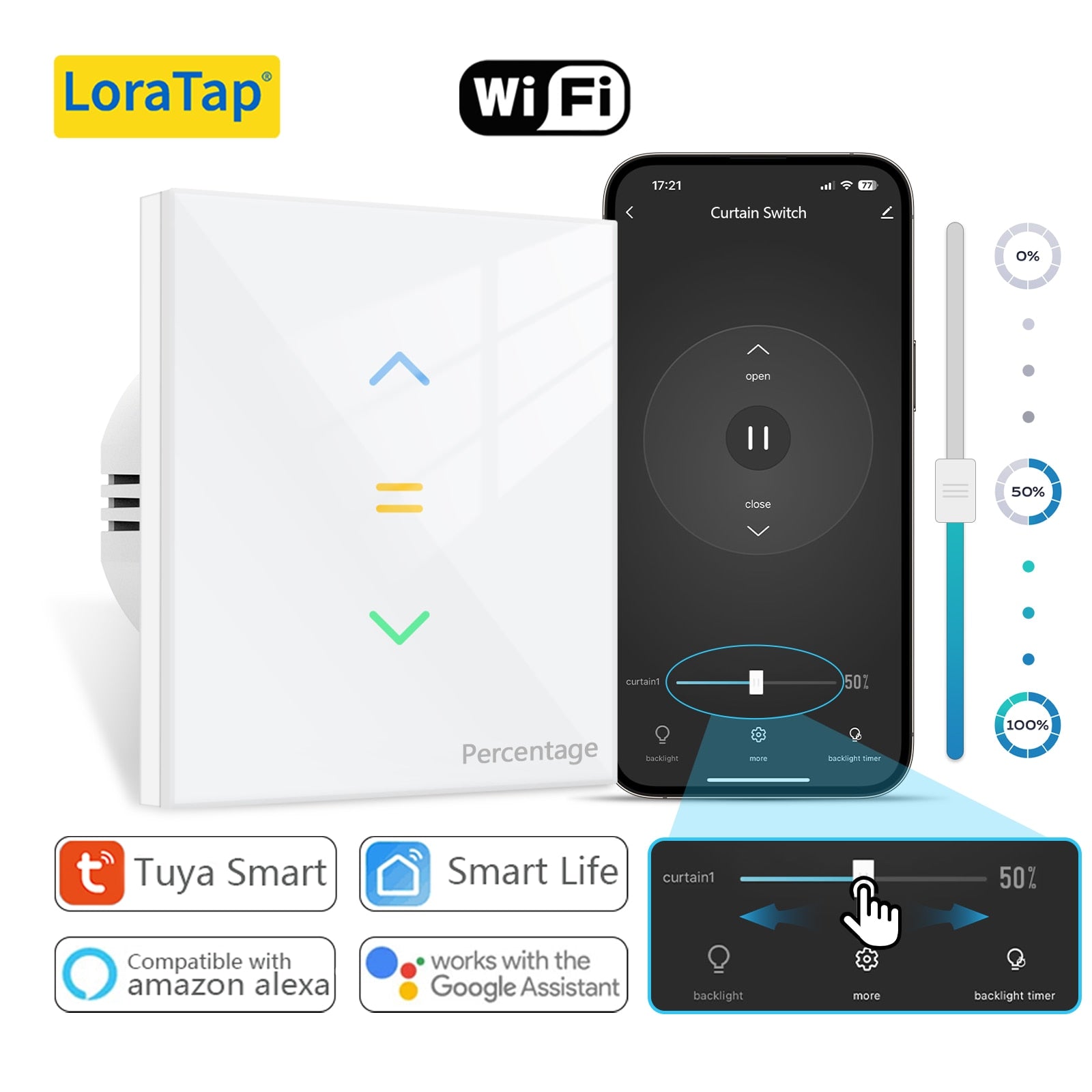 LoraTap Roller Shutter Switch for Automatic Curtain Motor Tuya Smart