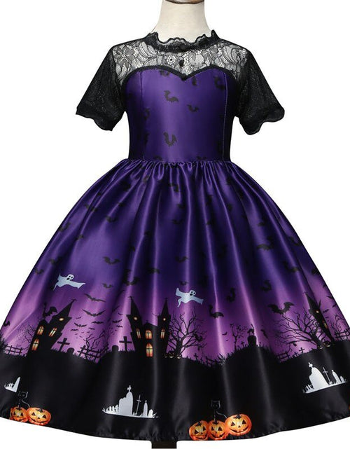 Load image into Gallery viewer, Magic Witch Halloween Costume for Kids Ghost Bat Pumpkin Gothic
