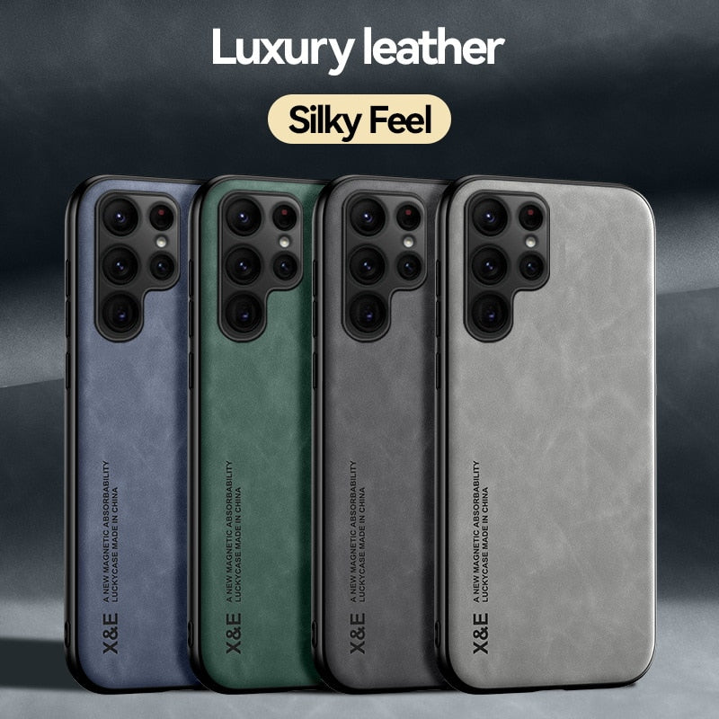 Magnetic Sheepskin Leather Case For Samsung Galaxy S22 Ultra S21 S20