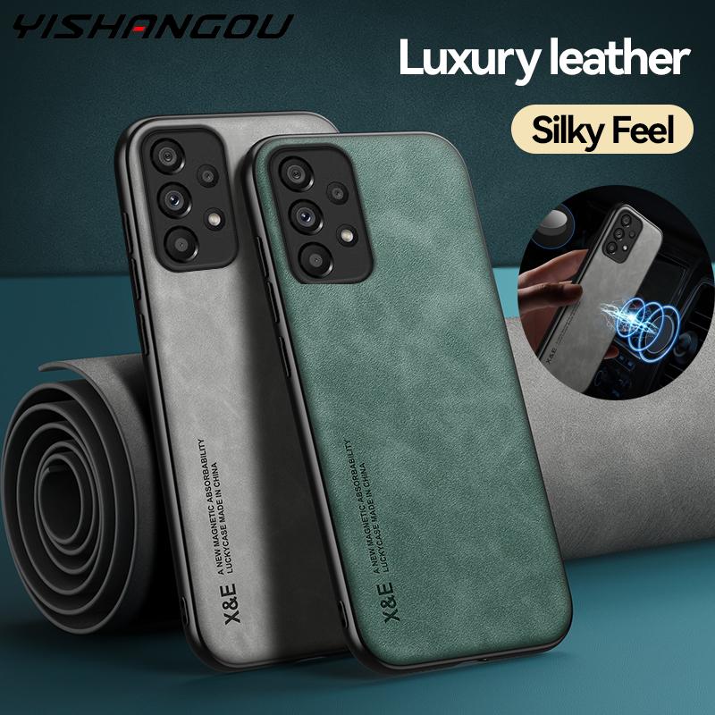 Magnetic Sheepskin Leather Case For Samsung Galaxy S22 Ultra S21 S20