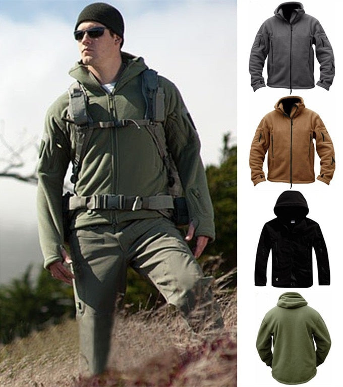 Men US Military Tactical Jacket Winter Thermal Fleece Zip Up Outdoors