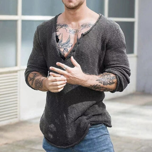 Load image into Gallery viewer, Men V Neck Streetwear Solid Basic Top Casual Loose Male Spring and
